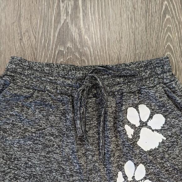 Women's Puppy Paw Print Black/Gray Elastic Waist Shorts Size M - Picture 3 of 5